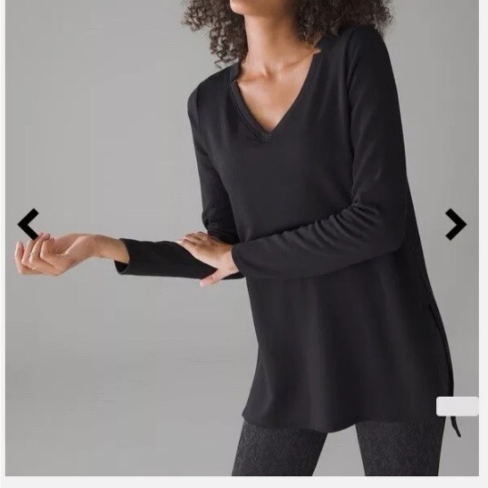 Soma Black V-Neck Long Sleeve French terry top L